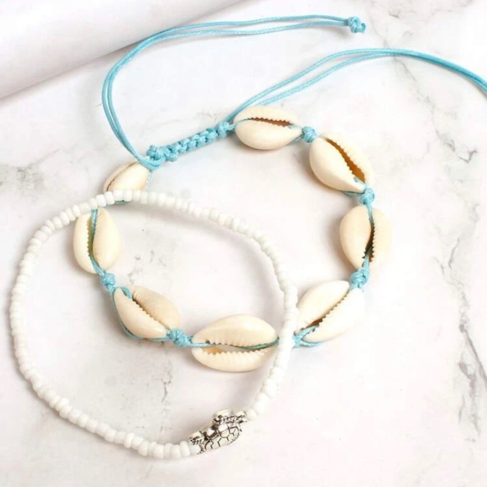 2pc Shell and Turtle Anklet - Picture 3 of 3